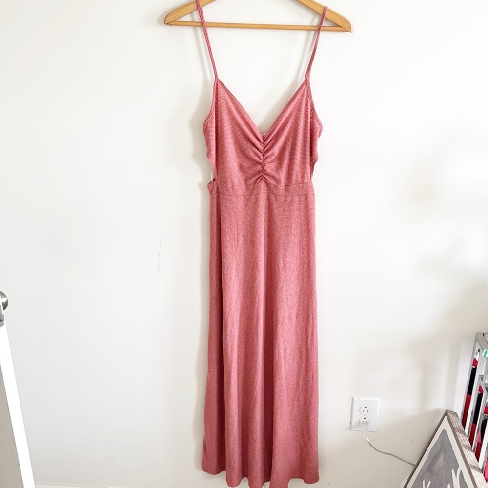 Rolla coster ribbed stretch knit v-neck side cut out maxi dress size Medium